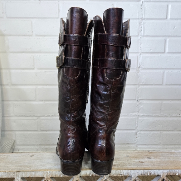 Born Cherry Brown Heeled Knee High Riding Boots Size 8 - Picture 11 of 14